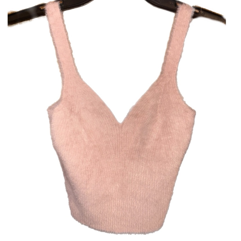 Express Eyelash Pink Cropped Sweetheart Sweater Tank Top Y2K Style Small